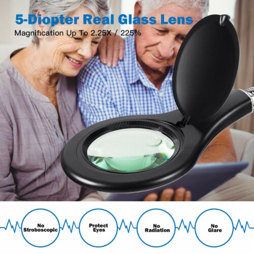 Gymax LED Magnifying Glass Desk Lamp w/ Swivel Arm & Clamp 2.25x Magnification Black Perspective: left