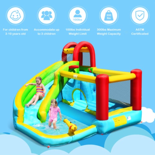 Gymax Inflatable Kids Water Slide Jumper Bounce House Splash Water Pool W/ 735W Blower Perspective: left