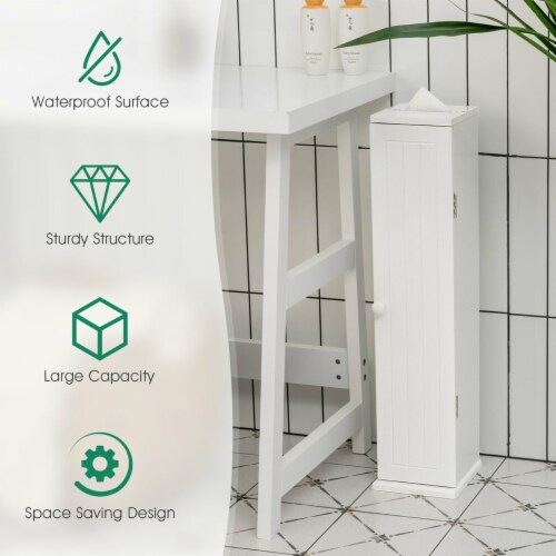 Toilet Tissue Storage Tower Bathroom Storage Floor Cabinet w/ 4 Shelves Perspective: left