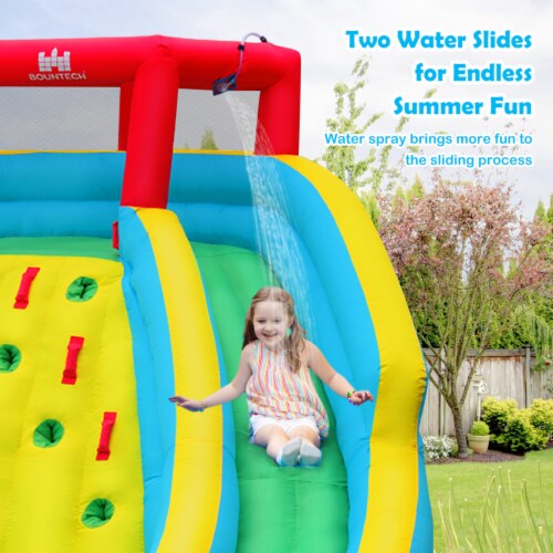 Gymax Inflatable Mighty Water Park Bouncy Splash Pool Climbing Wall w/ 735W Blower Perspective: left