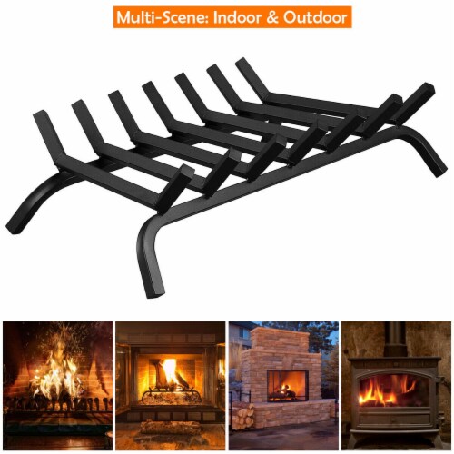 Gymax 30'' Iron Fireplace Log Grate 3/4'' Heavy Duty Steel Firewood Burning Rack