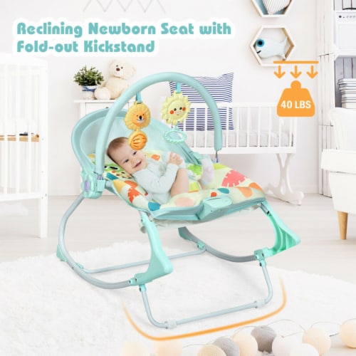Gymax Adjustable Infant Rocker Bouncer Baby Rocking Chair Toddler w/ Awning Green Perspective: left