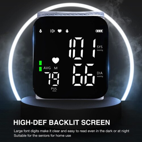 Automatic Adjustable Wrist Digital Blood Pressure Monitor Large LED Backlit Display Perspective: left