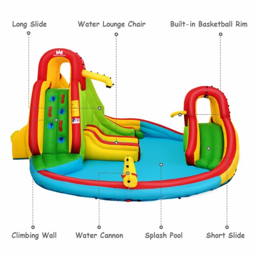 Costway Kids Inflatable Water Slide Bounce Park Splash Pool w/Water Cannon & 480W Blower Perspective: left