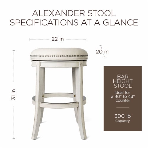 Maven Lane Alexander Round Backless Swivel Bar Stool White Oak