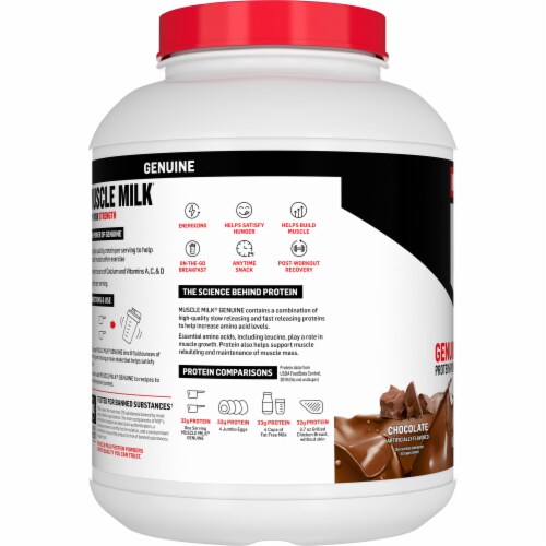 Muscle Milk™ Genuine Chocolate Protein Powder Perspective: left