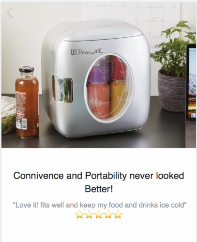 Uber Appliance Personal/Portable Mini Fridge 12 can Cooler/Warmer|indoor/outdoor|Home/office Perspective: left