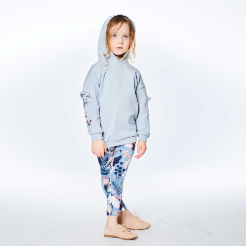 Hooded Long Sleeve Top With Frill Perspective: left