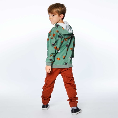 Hooded Fleece Top With Printed Dogs Perspective: left