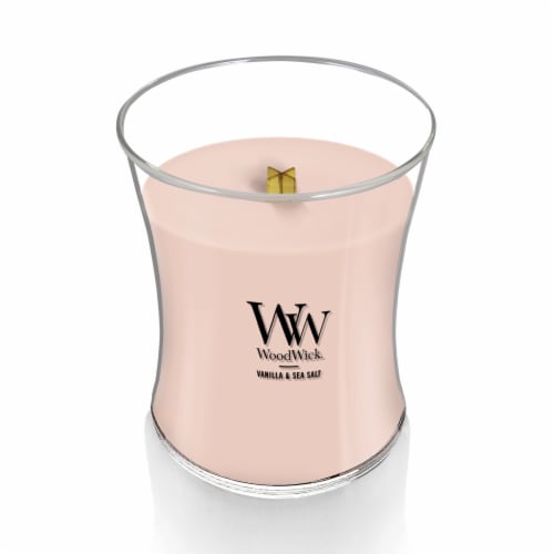 WoodWick Vanilla Sea Salt Scented Medium Hourglass Candle, 9.7oz Perspective: left