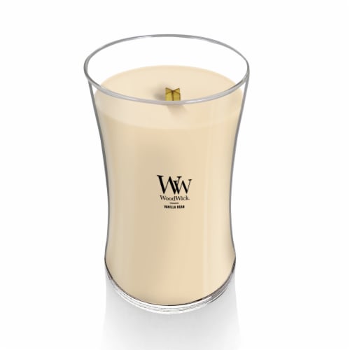 WoodWick Vanilla Bean Scented Large Hourglass Candle, 21oz Perspective: left