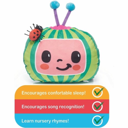 CoComelon Musical Sleep Soother Nursery Rhymes Plush Watermelon Toy WOW! Stuff Perspective: left