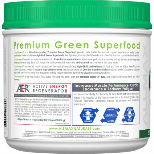 NovaForme Acai Berry Green Tea Flavor CytoGreens® For Athletes Dietary Supplement Perspective: left