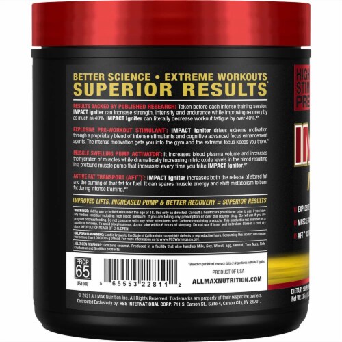 ALLMAX Nutrition® Impact™ Igniter Pineapple Mango Dietary Supplement Perspective: left
