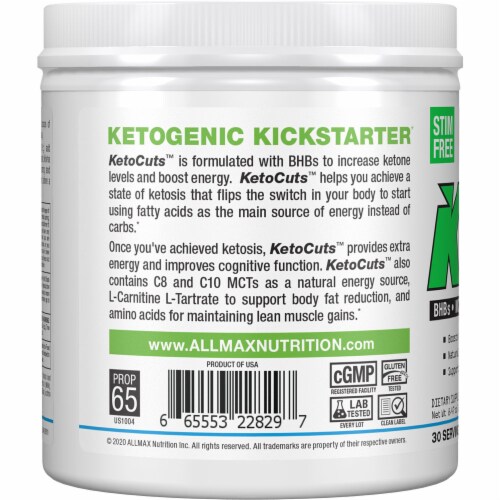 ALLMAX Nutrition® Ketocuts™ Blue Raspberry Dietary Supplement Perspective: left