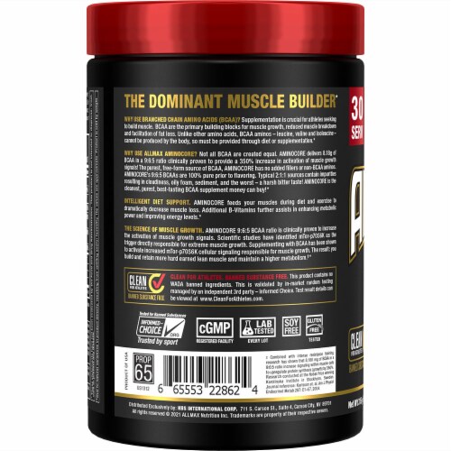 ALLMAX Nutrition® Aminocore™ BCAA Fruit Punch Dietary Supplement Perspective: left