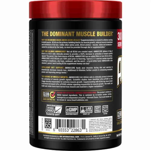 ALLMAX Nutrition® Aminocore™ BCAA Pineapple Mango Dietary Supplement Perspective: left