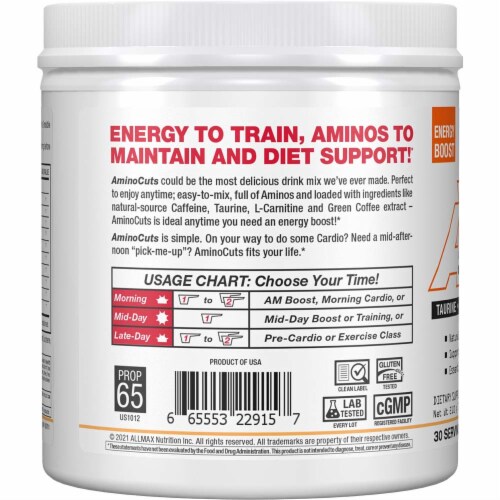 ALLMAX® A-Cuts™ Peach Mango Amino-Charged Energy Drink Perspective: left