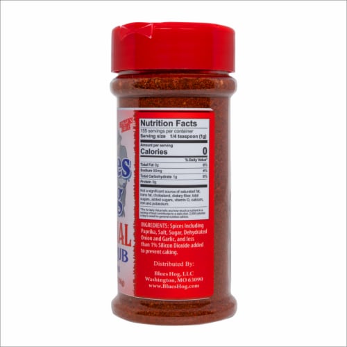 Blues Hog® Dry Rub Seasoning All Purpose Spice Bottle Gluten Free BBQ Perspective: left