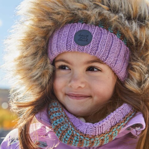 Striped Knit Hat Purple, Green, Brown And White Perspective: left