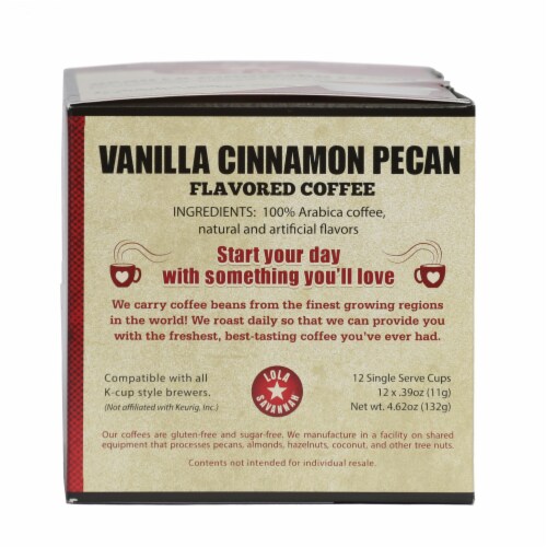 Lola Savannah® Vanilla Cinnamon Pecan Light Roast Coffee Pods Perspective: left