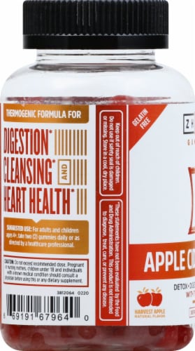 Zhou Apple Cider Vinegar Harvest Apple Flavor Vegan Gummies Perspective: left