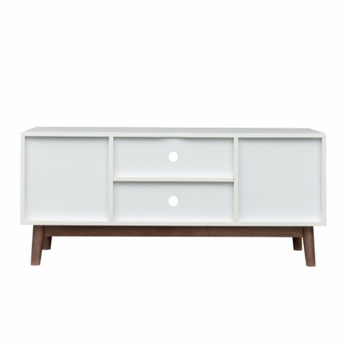 ExBrite TV Stand Wood Modern Entertainment Center Adjustable Storage Cabinet TV Console for Perspective: left