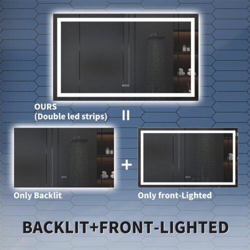 Apex 55 W x 30 H LED Bathroom Light Mirror,Anti Fog,Dimmable,Dual Lighting Mode,Tempered Perspective: left