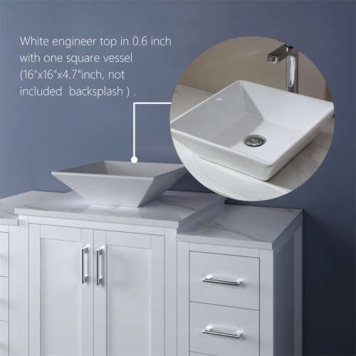 ExBrite 48“ Modern Wood Bathroom Vanity with Sink White Perspective: left