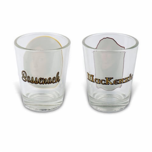 Outlander Collectibles Jamie and Claire Fraser Shot Glasses | Collectors Edition Perspective: left