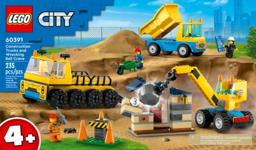 LEGO® City Construction Trucks & Wrecking Ball Crane Perspective: left