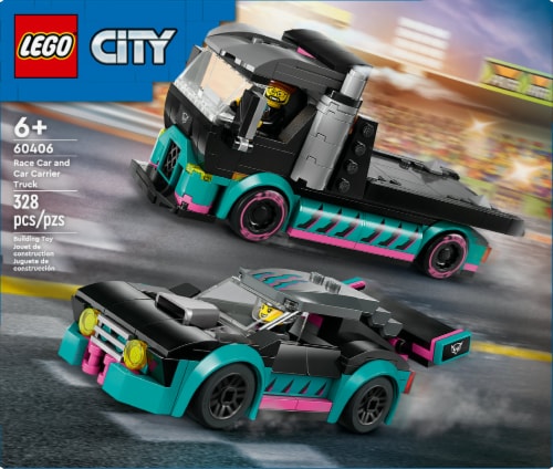 LEGO® City Race Car And Car Carrier Truck Perspective: left