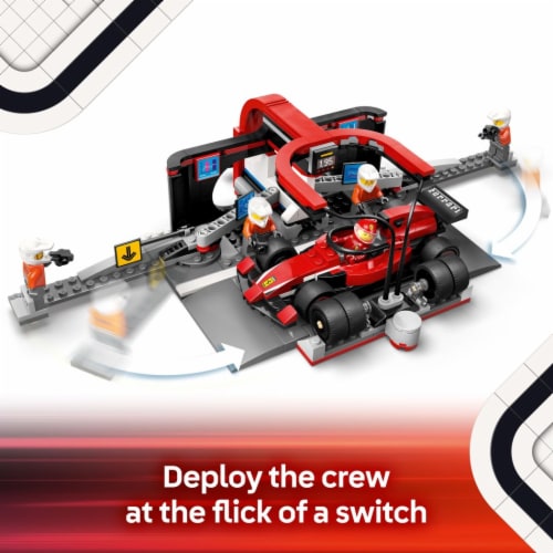 LEGO City F1 Pit Stop & Pit Crew with Ferrari Car Toy 60443 Perspective: left
