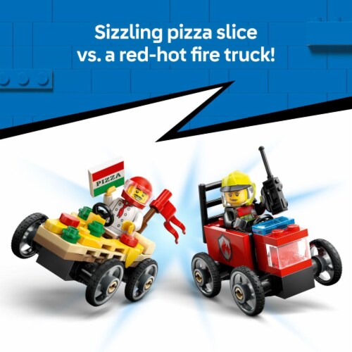 LEGO City Pizza vs. Fire Truck Race Car Pack Building Toy 60458 Perspective: left
