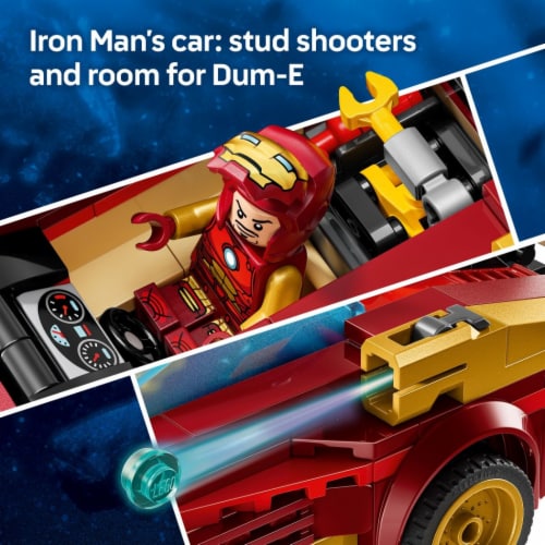 LEGO Marvel Iron Man Car & Black Panther vs. Red Hulk Super Hero Building Toy 76310 Perspective: left