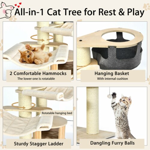 77.5'' Cat Tree Condo Multi-Level Kitten Activity Tower w/ Sisal Posts Perspective: left
