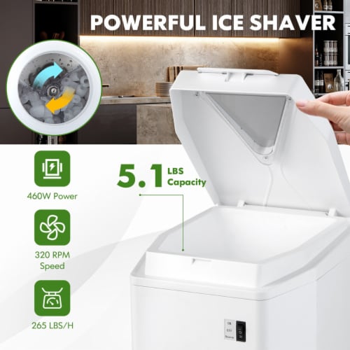 Electric Ice Crusher Shaver Adjustable 460W Snow Cone Maker Machine 265lbs/hr Perspective: left
