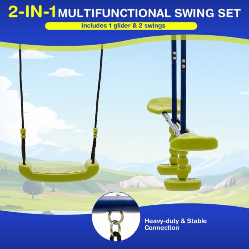 440 lbs Swing Set 2in1 Kids Swing Stand w/ Two Swings & One Glider