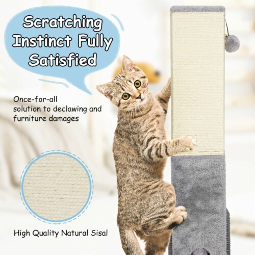 Gymax 31'' Tall Cat Scratching Post Claw Scratcher w/ Sisal Rope & 2 plush Ball Perspective: left