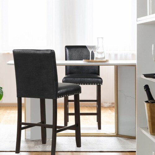 Black leather sales counter height chairs