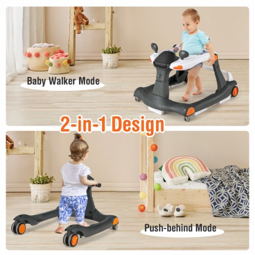 2-in-1 Baby Walker Foldable Activity Push Walker w/ Adjustable Height Perspective: left