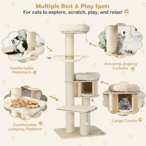 68.5'' Cat Tree Condo 4-Layer Wooden Kitten Activity Tower w/ Sisal Posts Perspective: left