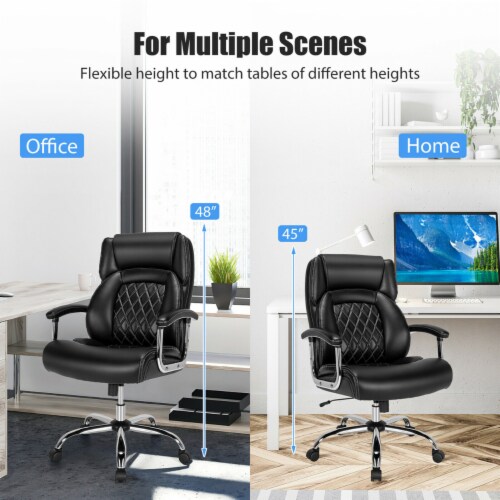 Gymax 500LBS High Back Big & Tall Office Chair Adjustable Leather Task Chair Perspective: left