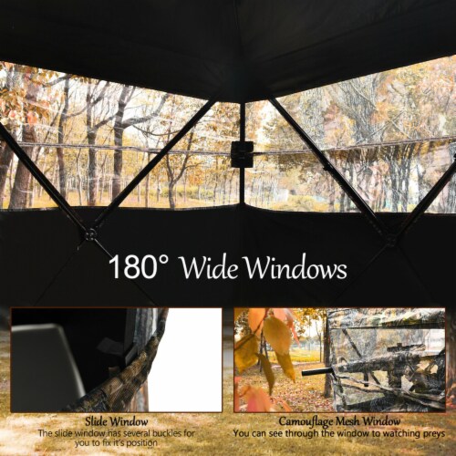 Gymax 3 Person Portable Hunting Blind Surround View Pop-Up Tent w/ Slide Mesh Window Perspective: left