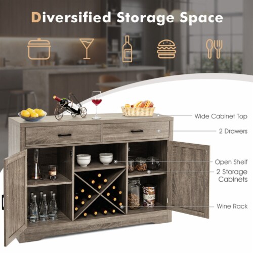 Farmhouse buffet with wine rack deals