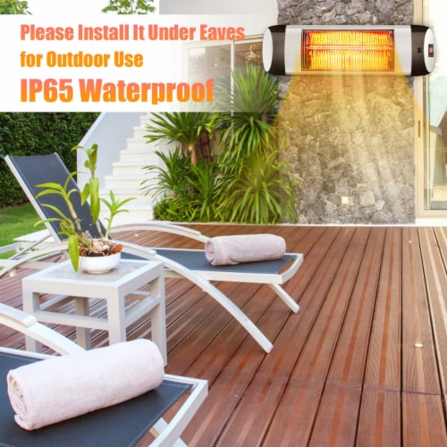 Wall-Mounted Electric Heater Patio Infrared Heater W/ Remote Control Perspective: left