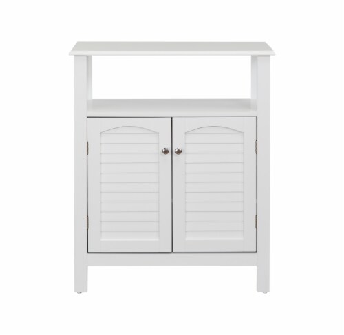 Elegant Home Fashions Wooden Bathroom Floor Cabinet & Shelf 2 Door White S0670 Perspective: left