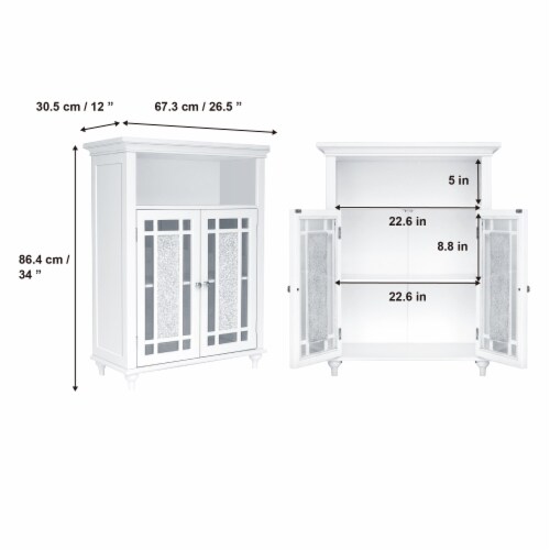 Teamson Home Wooden Bathroom Floor Storage Cabinet Room Space Saver Organizer, White Perspective: left