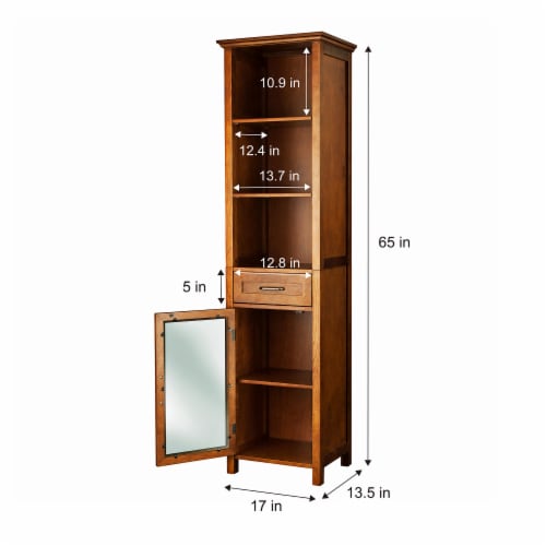 Elegant Home Fashions Wooden Bathroom Linen Storage Cabinet Space Saver