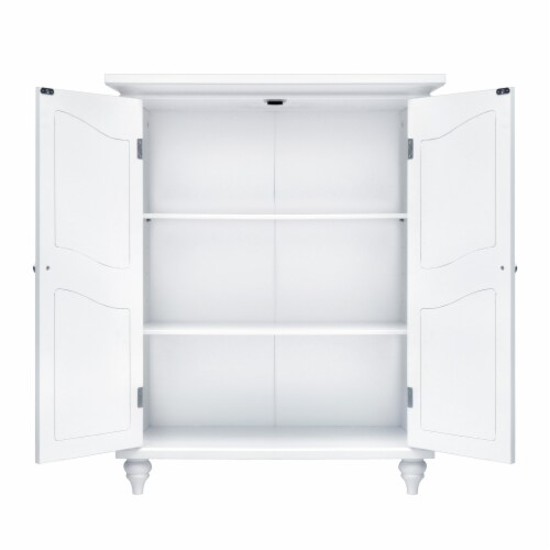 Elegant Home Fashions Wooden Bathroom Versailles Floor Storage Cabinet Space Saver, White Perspective: left
